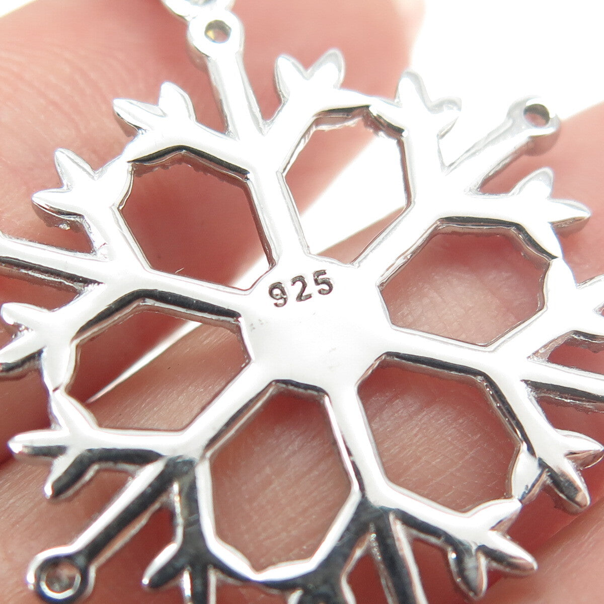 925 Sterling Silver Round-Cut C Z Snowflake Drop Cable Chain Necklace 16"