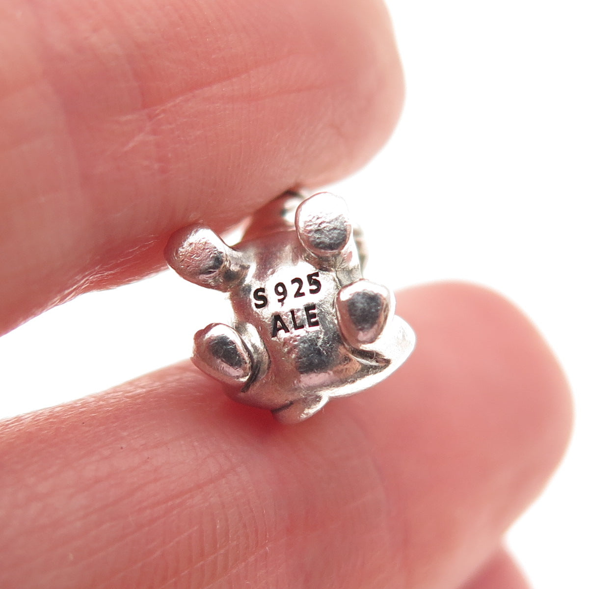 PANDORA 925 Sterling Silver Enamel Christmas Puppy Dog Slide Bead Charm