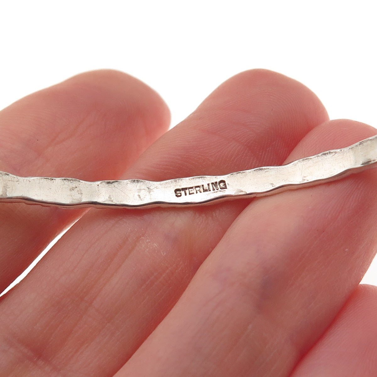925 Sterling Silver Antique Art Deco Stackable Oxidized Bangle Bracelet 8.25"