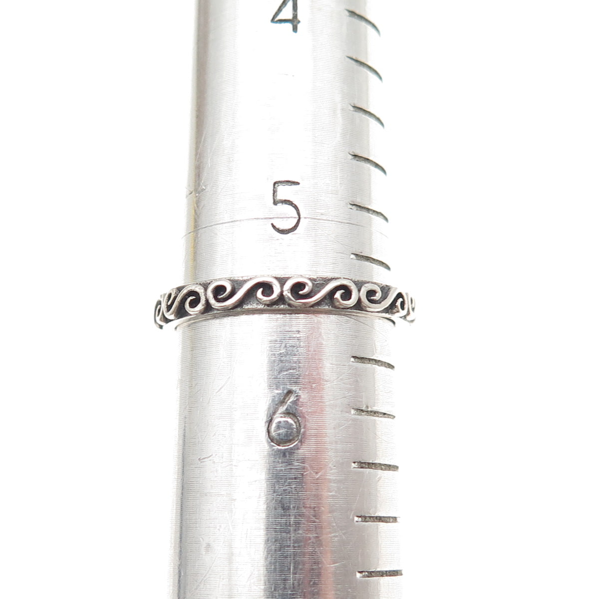 925 Sterling Silver Vintage Swirl Oxidized Stackable Band Ring Size 5.5