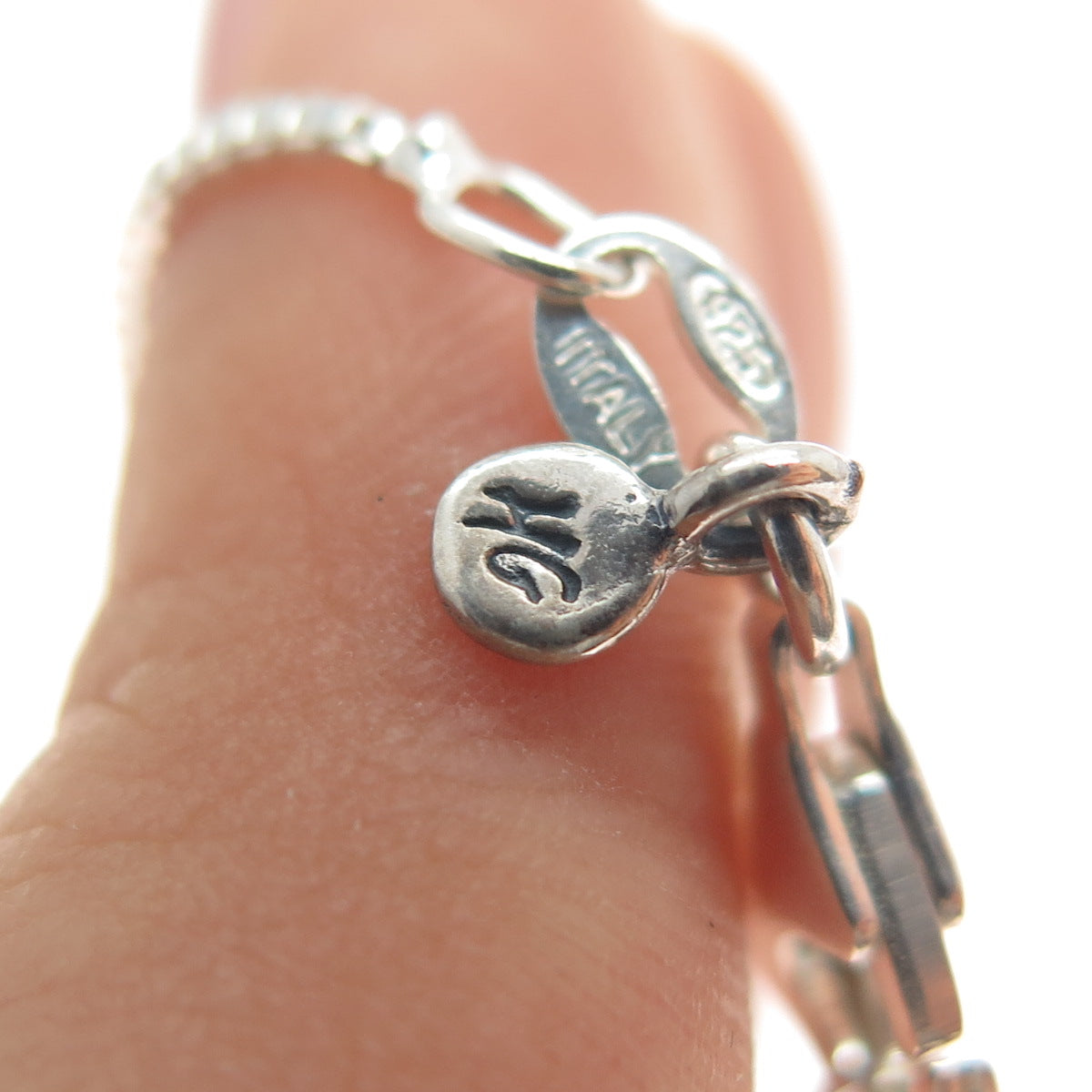 HAGIT GORALI 925 Sterling Silver Vintage Real Amethyst Box Chain Necklace 20"