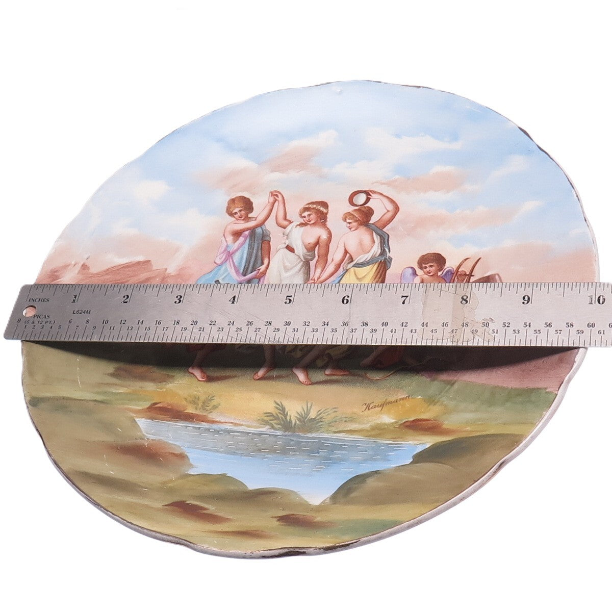 ANGELICA KAUFFMAN Antique Austria Cupid Hand Painted Porcelain Cabinet Plate