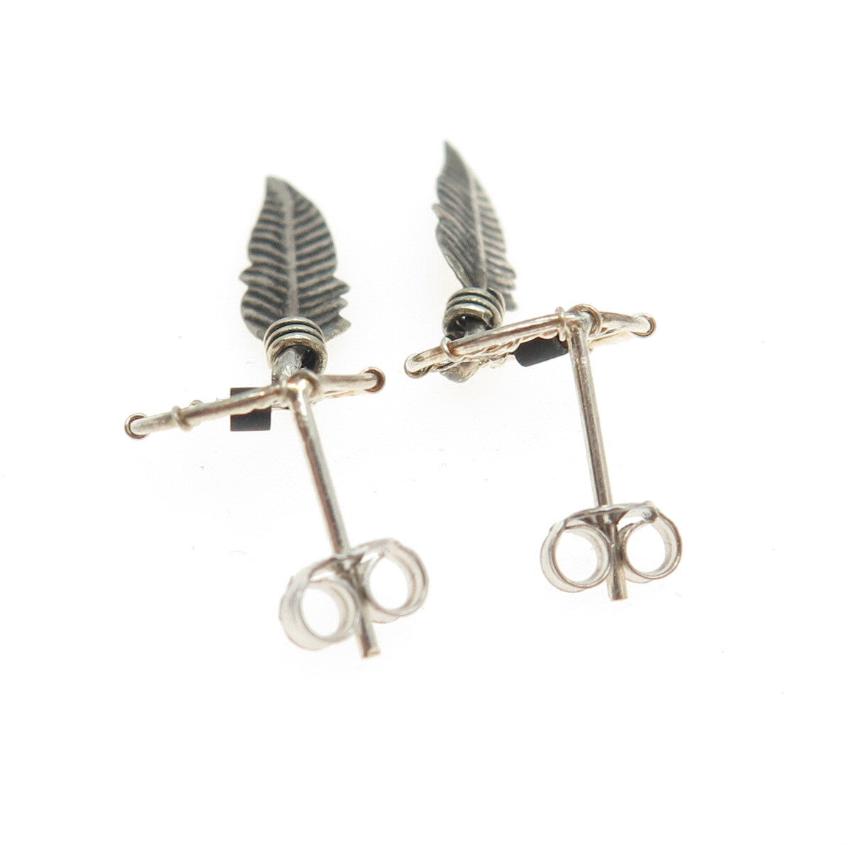 925 Sterling Silver Vintage Southwestern Real Black Onyx Dreamcatcher Earrings