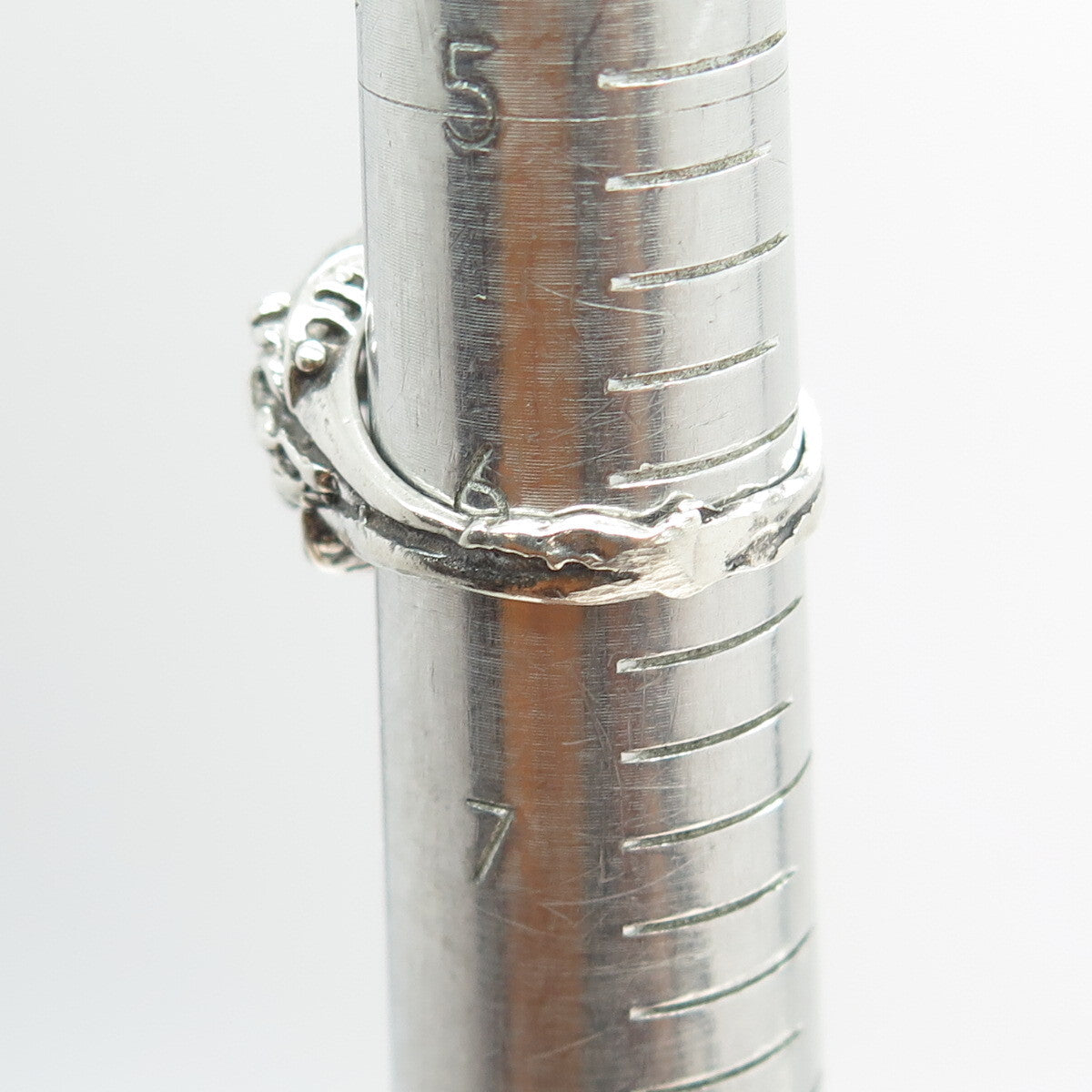 925 Sterling Silver Vintage Modernist Mesh Dome Ring Size 6.25