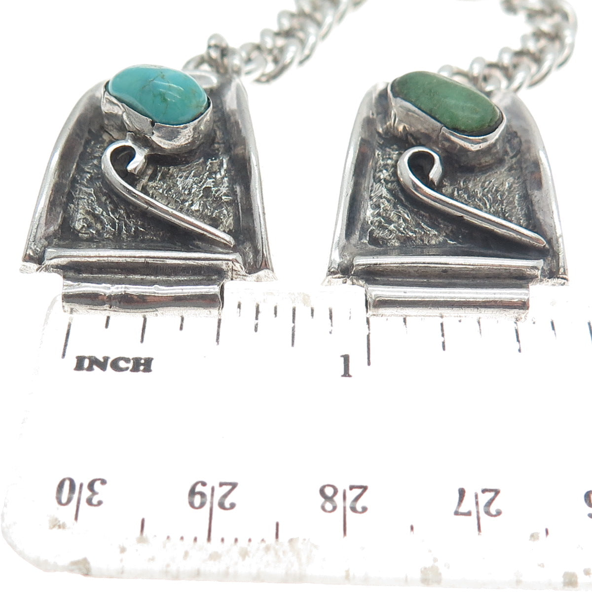 916 Silver Vintage Poland Real Multi-Turquoise Watch Band Bracelet 6"