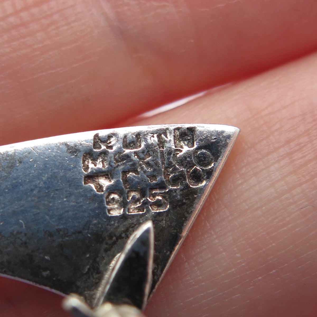 925 Sterling Silver Vintage Mexico Modernist Oxidized Pin Brooch