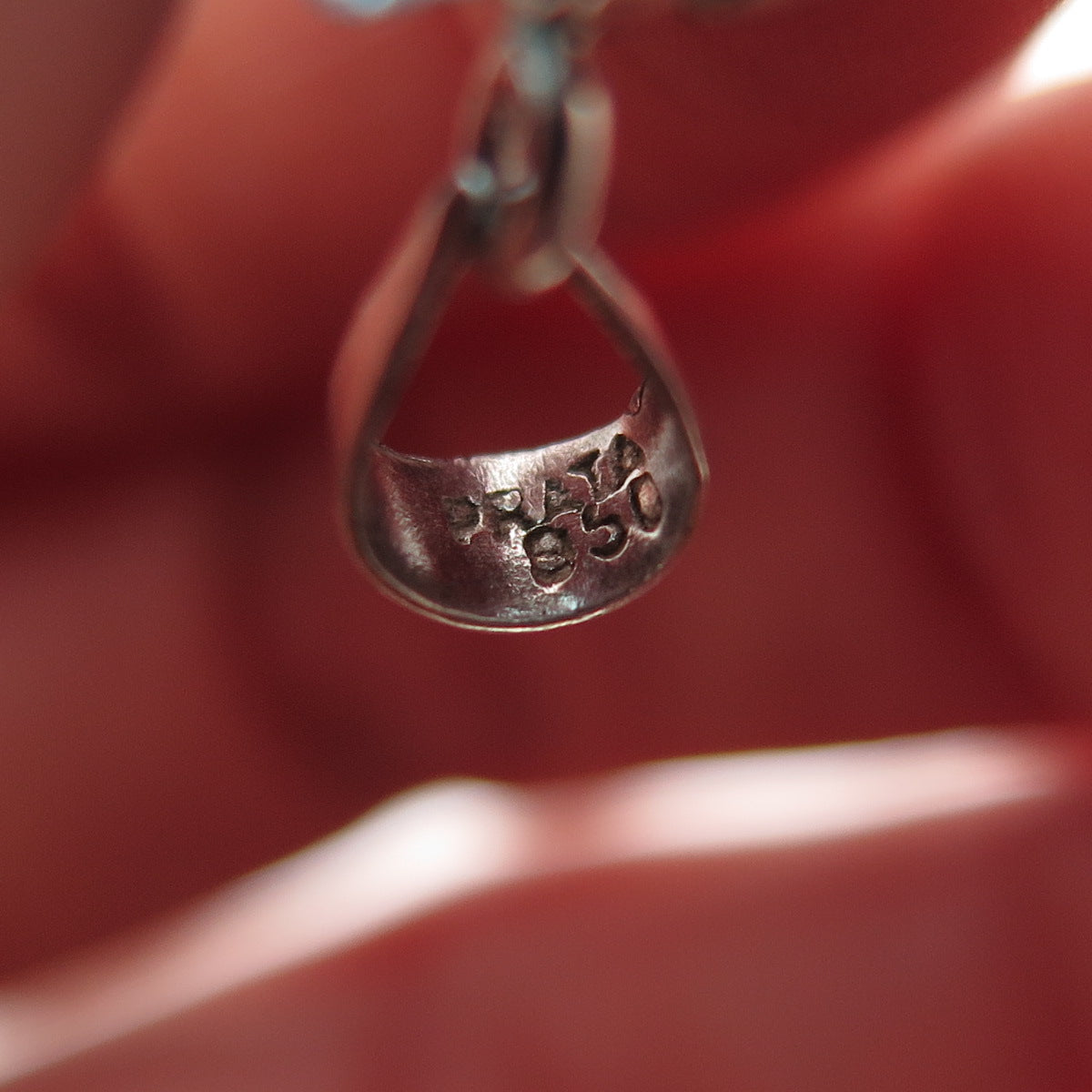 950 Silver Vintage Real Oval-Cut Blue Topaz Mini Charm Pendant