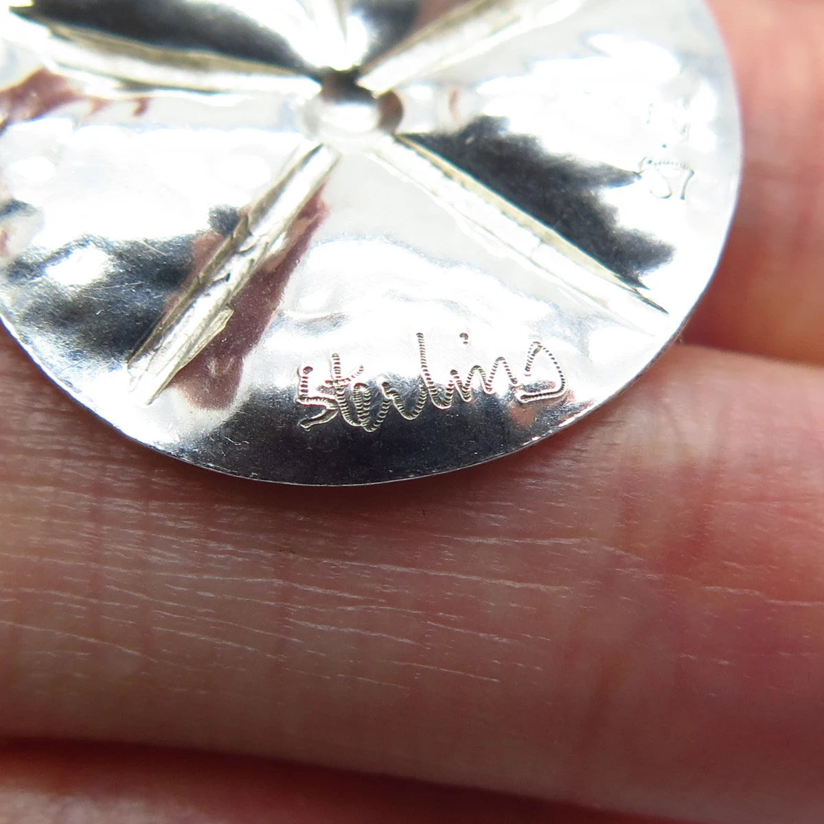 925 Sterling Silver Vintage Hammered Finish Pendant