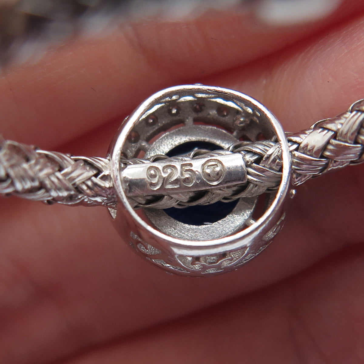 925 Sterling Silver Real Diamond & Enamel Evil Eye Wicker Half Hoop Earrings