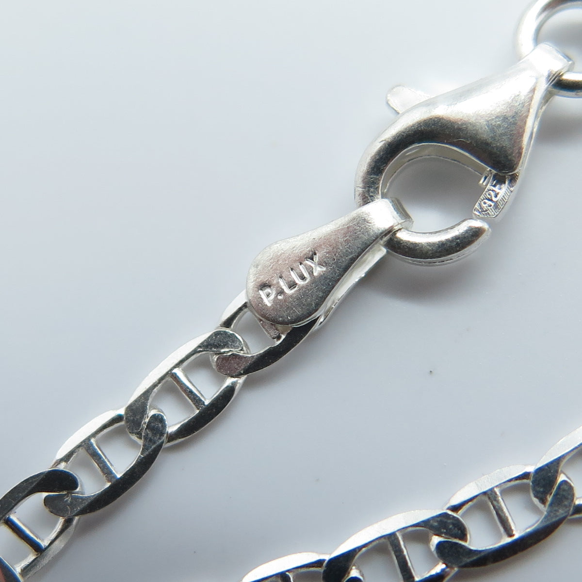 P. LUX 925 Sterling Silver Italy Anchor Mariner Chain Necklace 16"