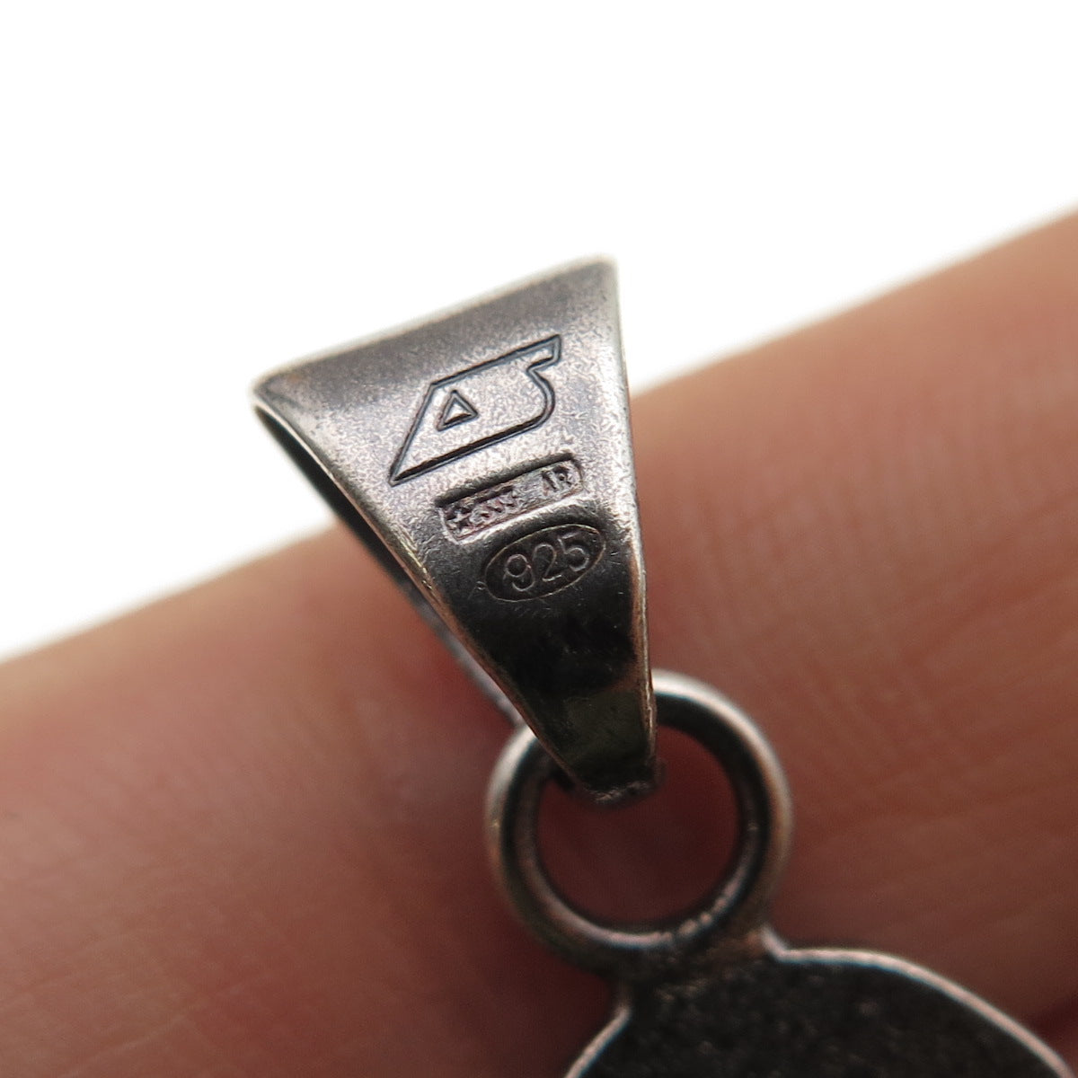 925 Sterling Silver Vintage Italy Modernist Floral Cross Oxidized Pendant