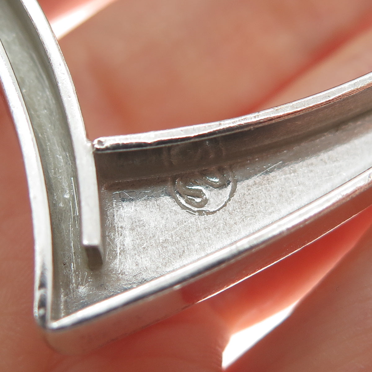 925 Sterling Silver Vintage Mexico Heart Modernist Pin Brooch