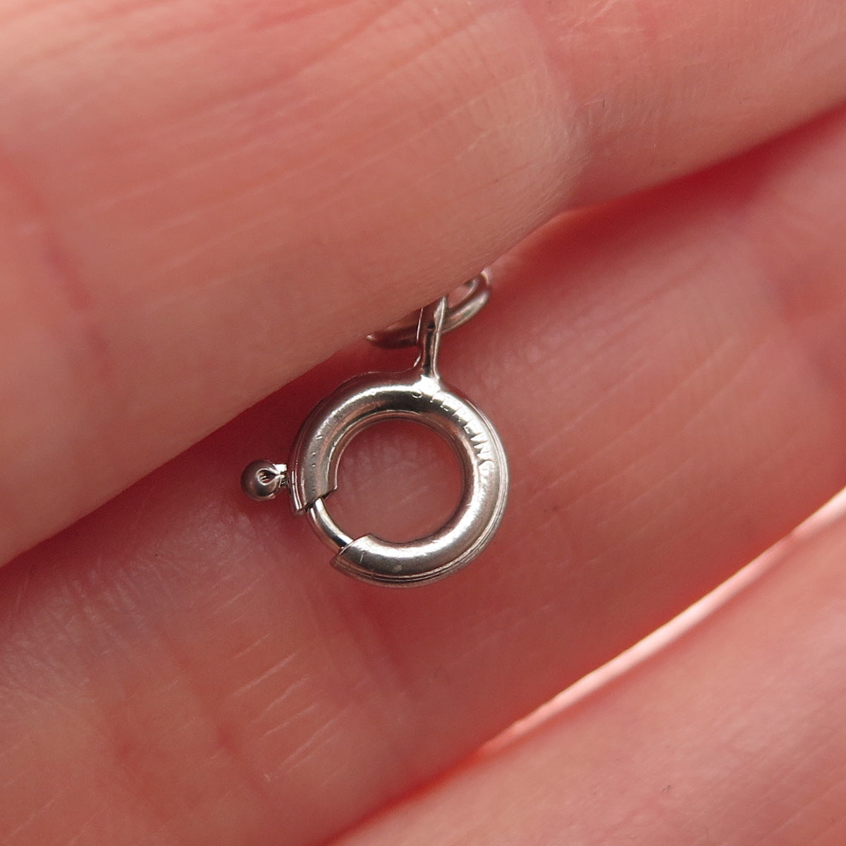 925 Sterling Silver Vintage Blue Rhinestone Cage Spring Ring Lock Charm Pendant