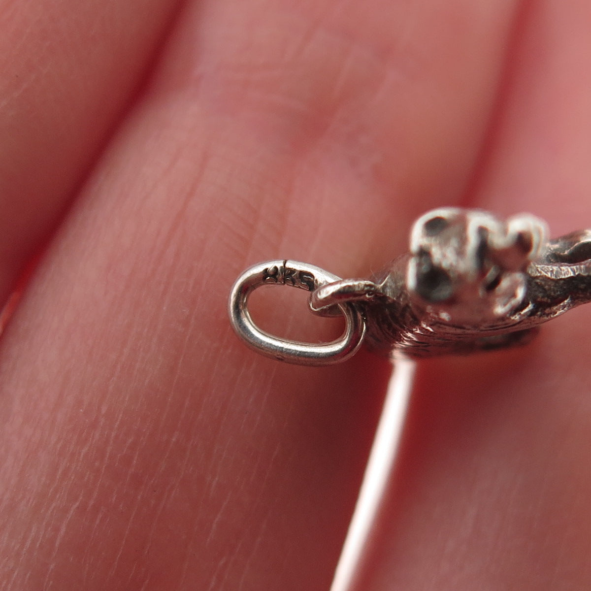 835 Silver Vintage Bear Oxidized 3D Mini Charm Pendant