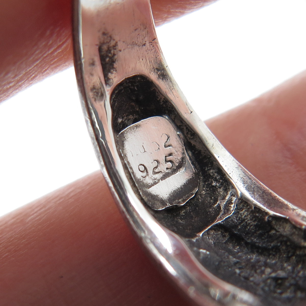 925 Sterling Silver Vintage Modernist Oxidized Ring Size 6.25