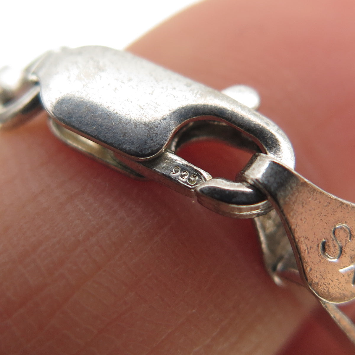 SX Sally C 925 Sterling Silver Vintage Italy Open Box Chain Necklace 18"