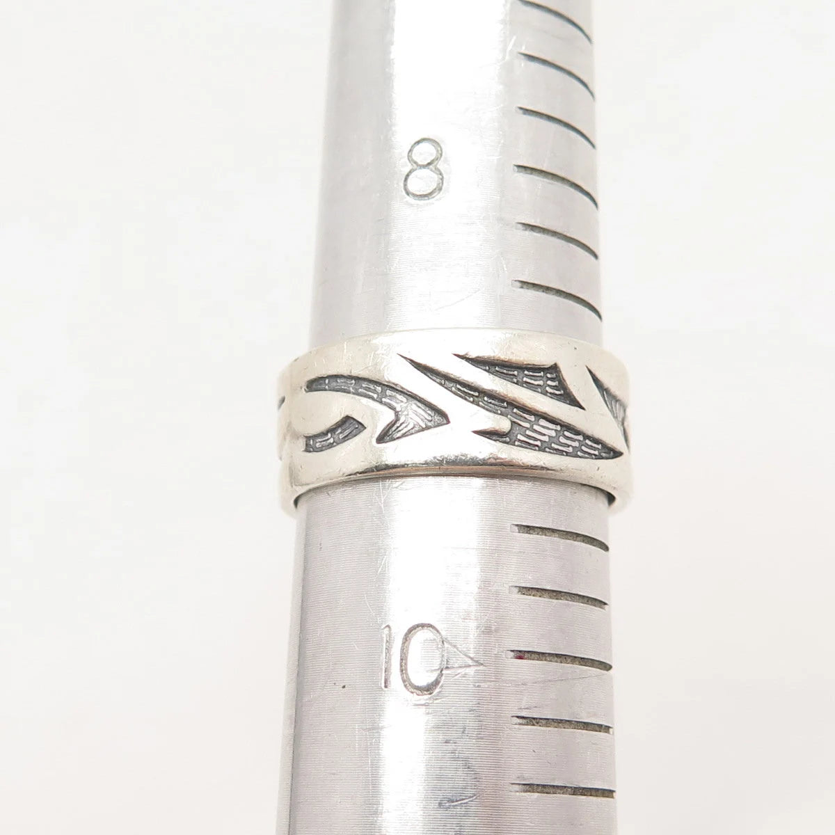 925 Sterling Silver Vintage Modernist Band Ring Size 9.25