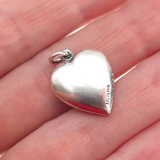 925 Sterling Silver Antique Art Deco Enamel Floral Chatelaine Heart Mini Pendant