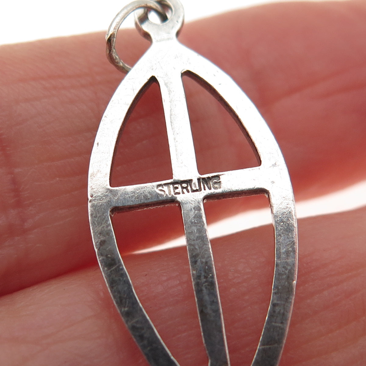 925 Sterling Silver Vintage Ichthus Cross Religious Charm Pendant