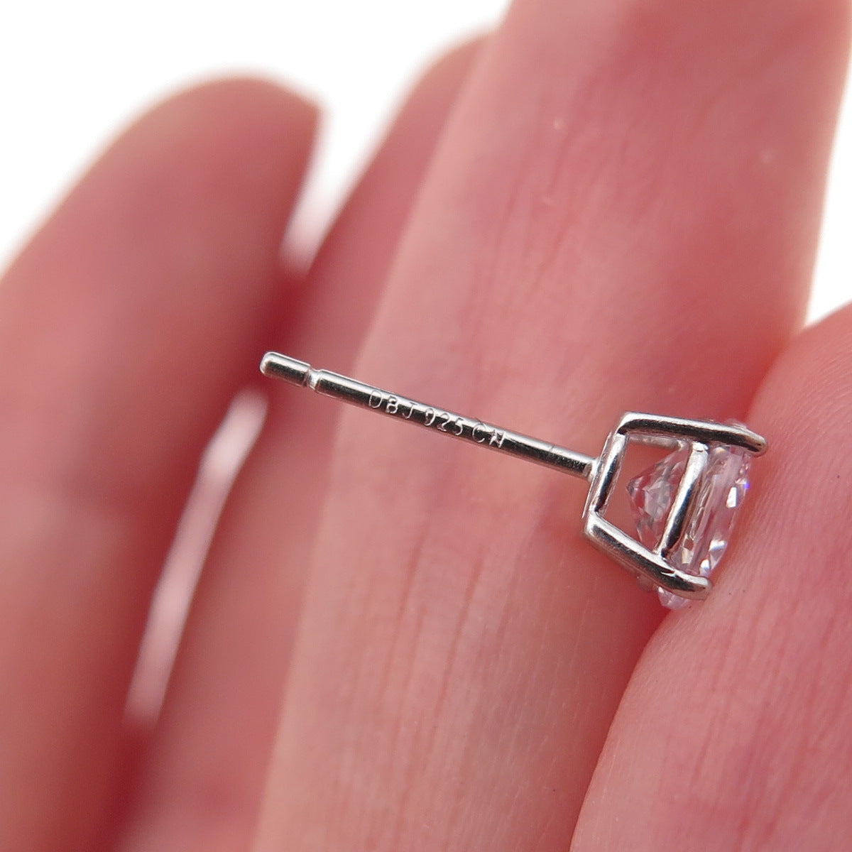 Dee Berkle 925 Sterling Silver Round-Cut C Z Stud Earrings
