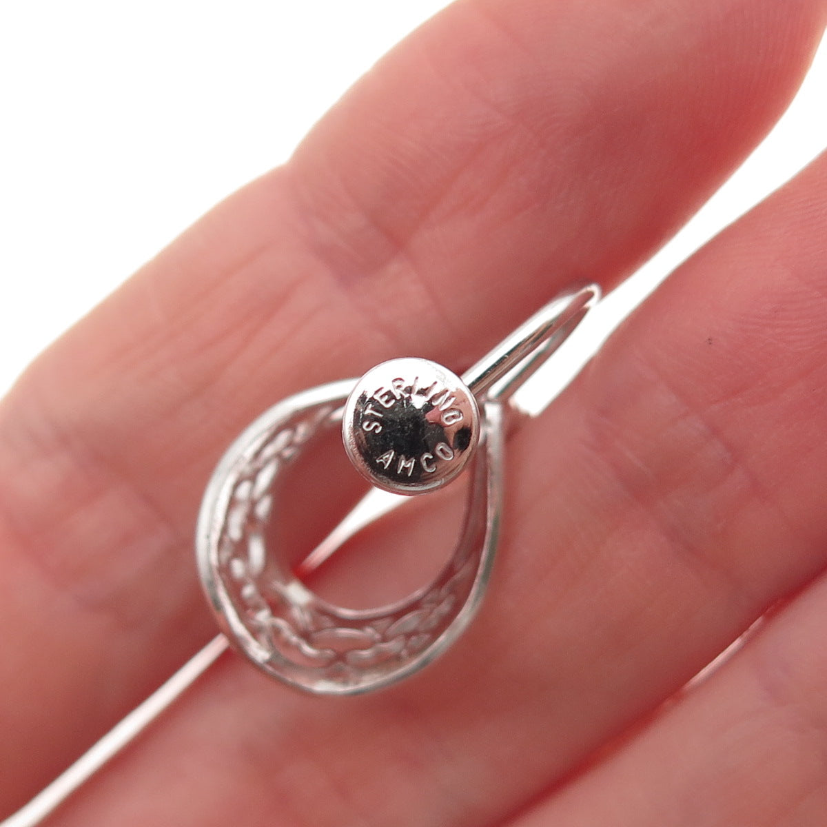 Amco 925 Sterling Silver Vintage Rhinestone Filigree Screw Back Earrings