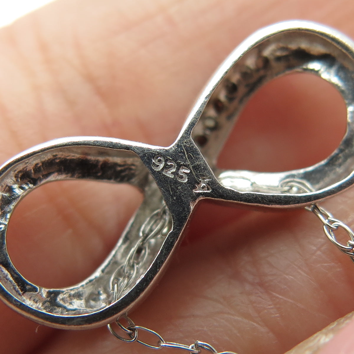 925 Sterling Silver Real Round-Cut Diamond Infinity Cable Chain Necklace 18"