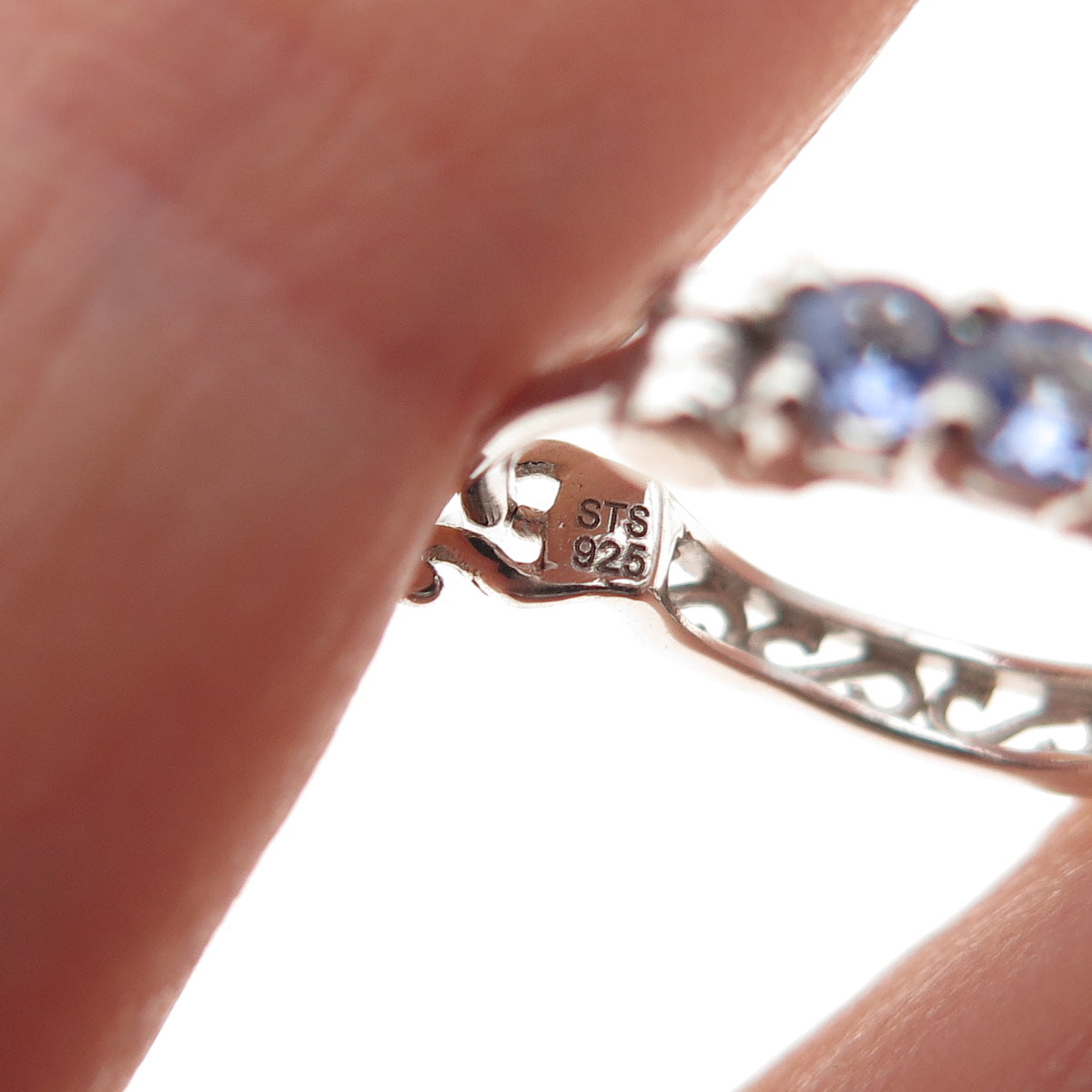 Chuck Clemency 925 Sterling Silver Real Round-Cut Tanzanite Hoop Earrings