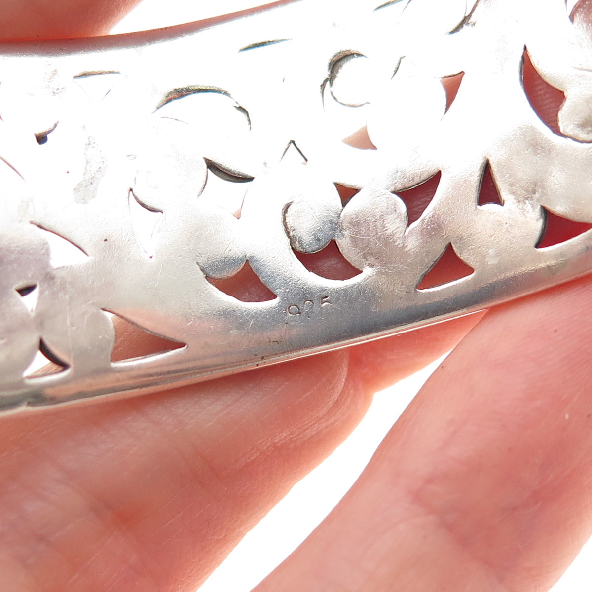Lois Hill 925 Sterling Silver Vintage Granulated Scroll Adjustable Bracelet 7"