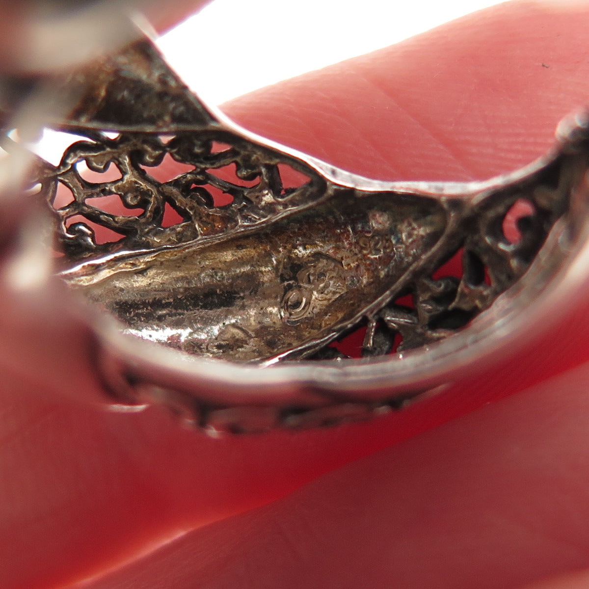 JEZLAINE 925 Sterling Silver Vintage Ornate Oxidized Hoop Earrings