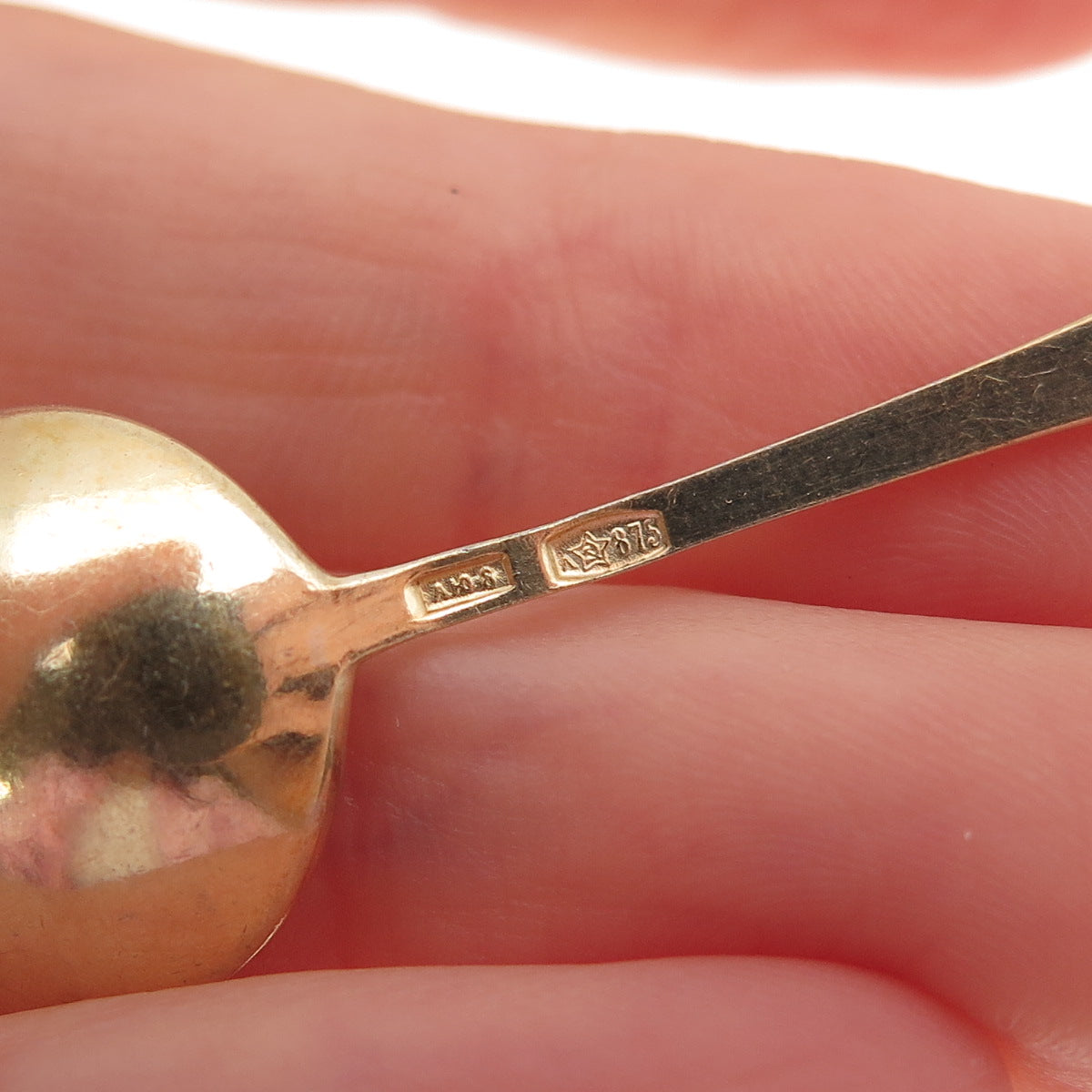 875 Silver Gold Plated Vintage European Enamel Salt & Spices Spoon