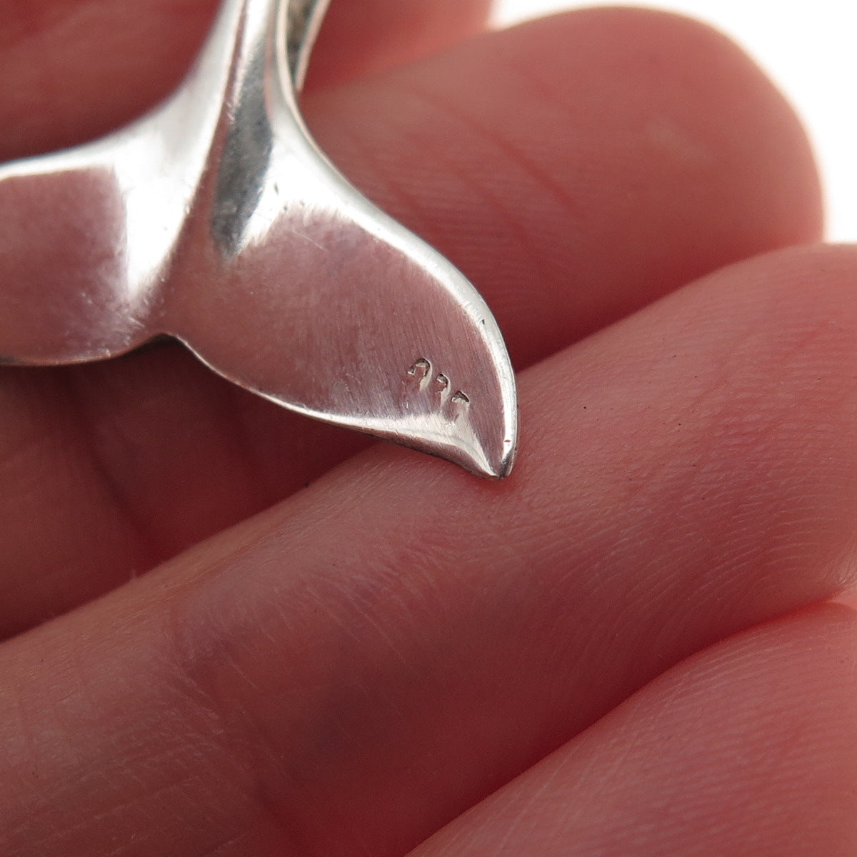 925 Sterling Silver Vintage Whale Tale Charm Pendant