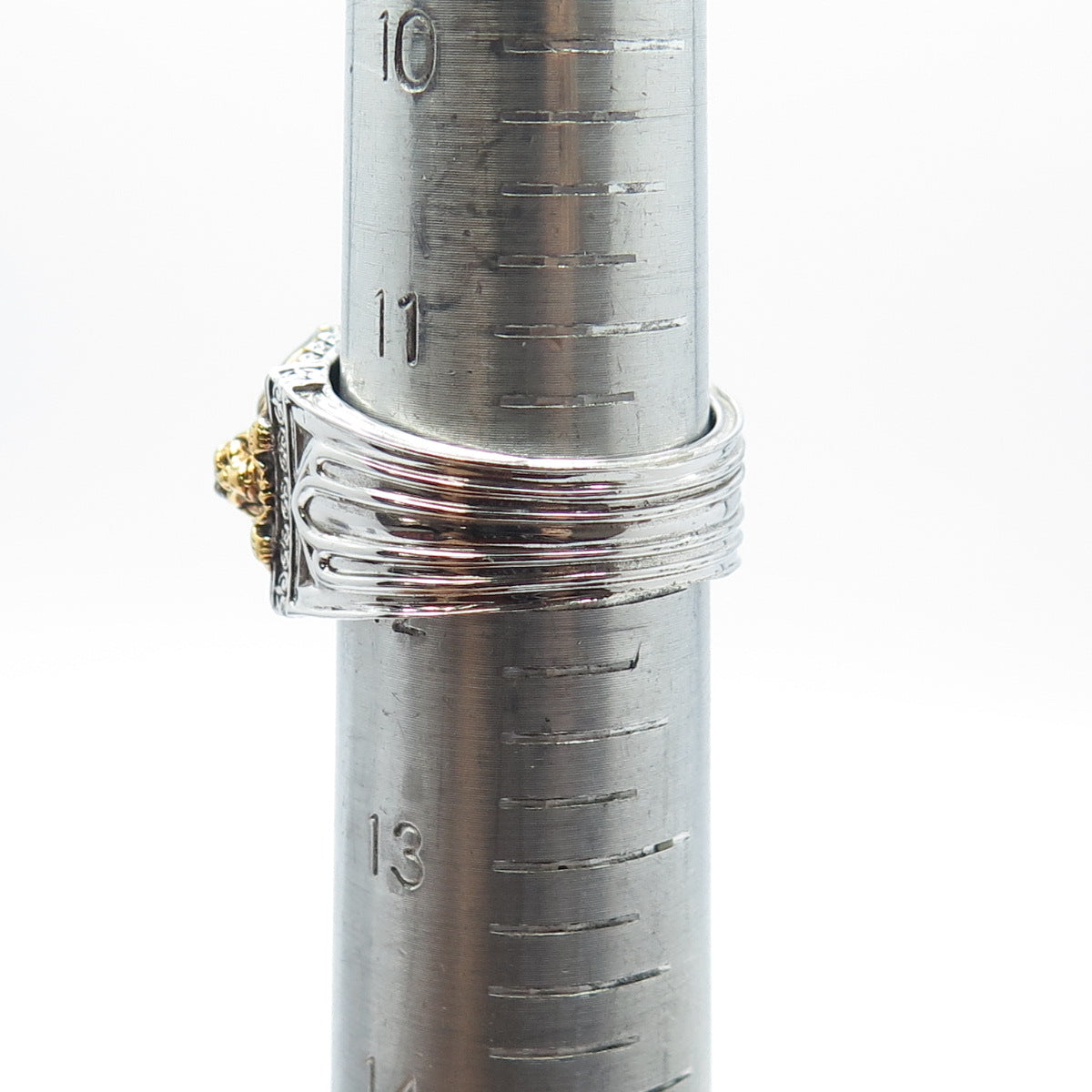 FRANKLIN MINT Sterling Silver 2-Tone Real Ruby Black Spinel Griffin Ring Size 12