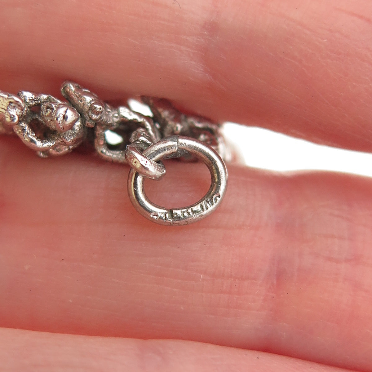 925 Sterling Silver Vintage Horse Racing Oxidized 3D Mini Charm Pendant