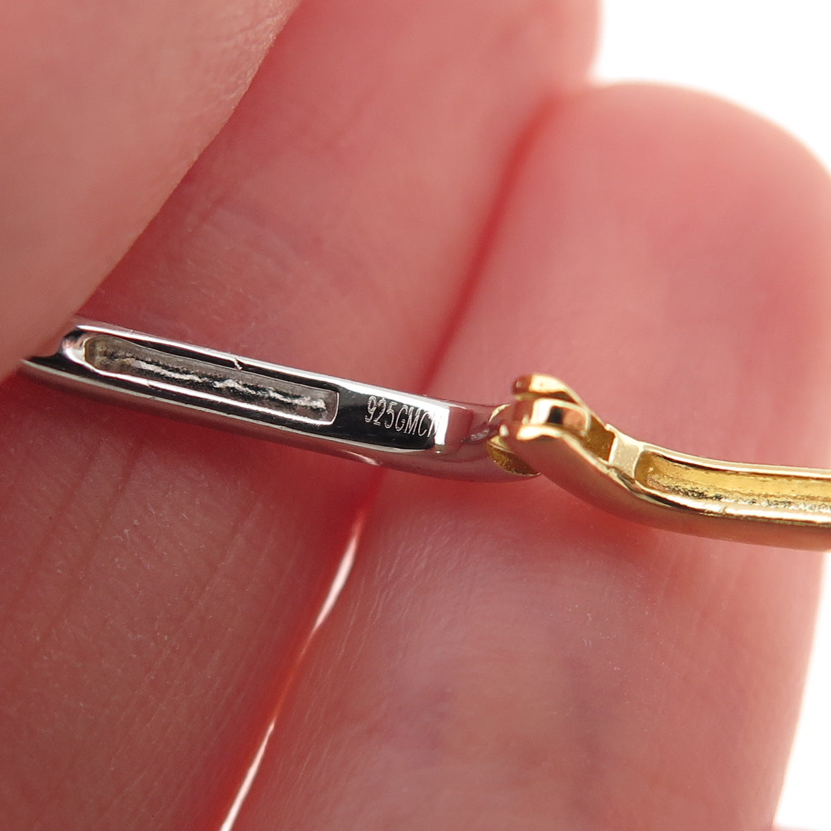 925 Sterling Silver 2-Tone Hoop Earrings