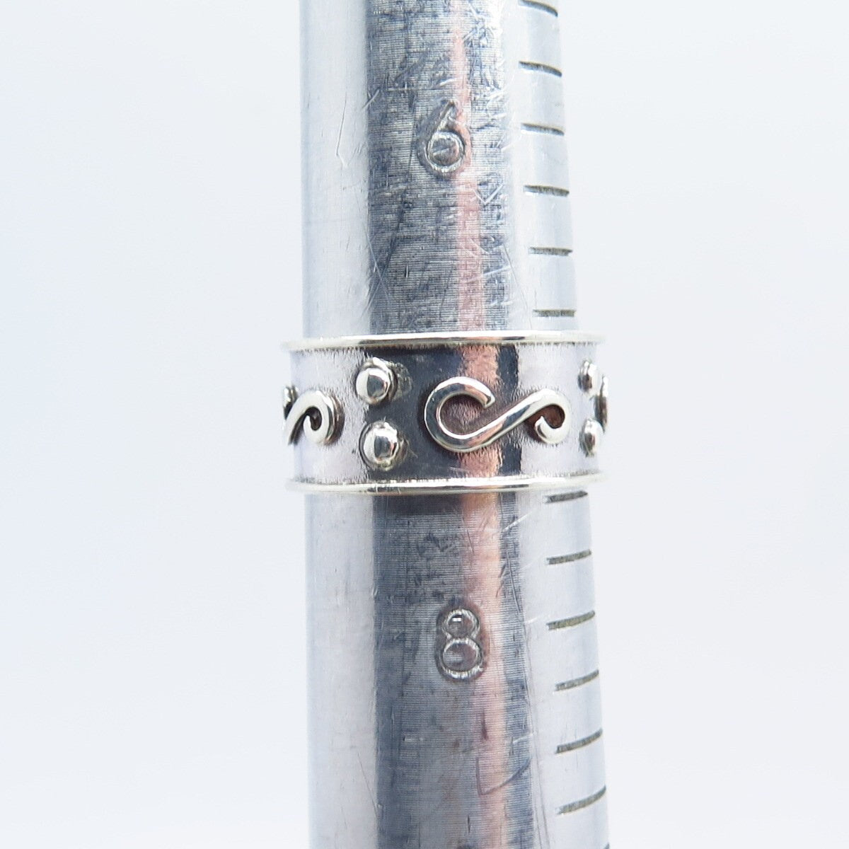 925 Sterling Silver Vintage GGC Tribal Band Ring Size 7.5