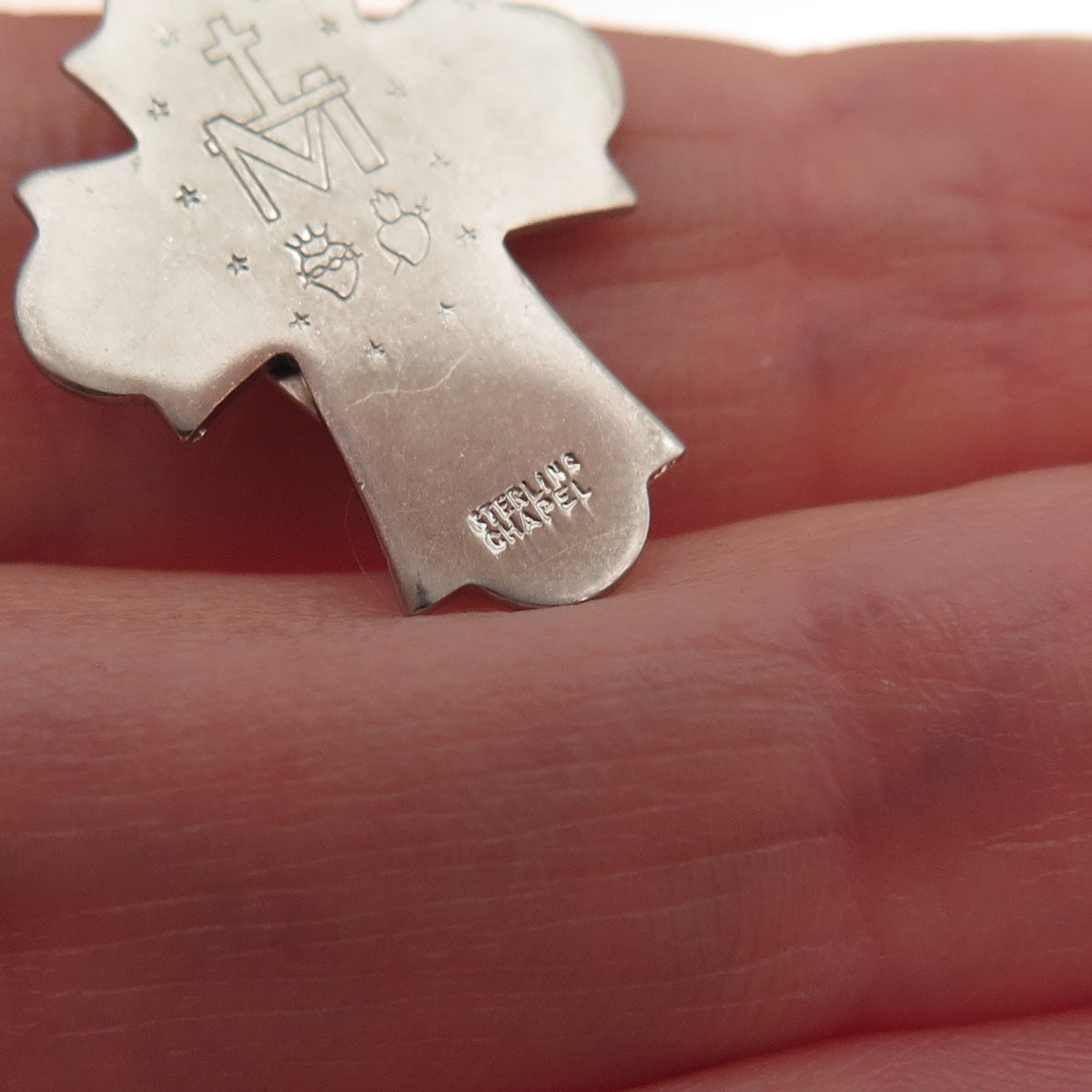 CHAPEL 925 Sterling Silver Antique Art Deco Crucifix Cross Mini Charm Pendant