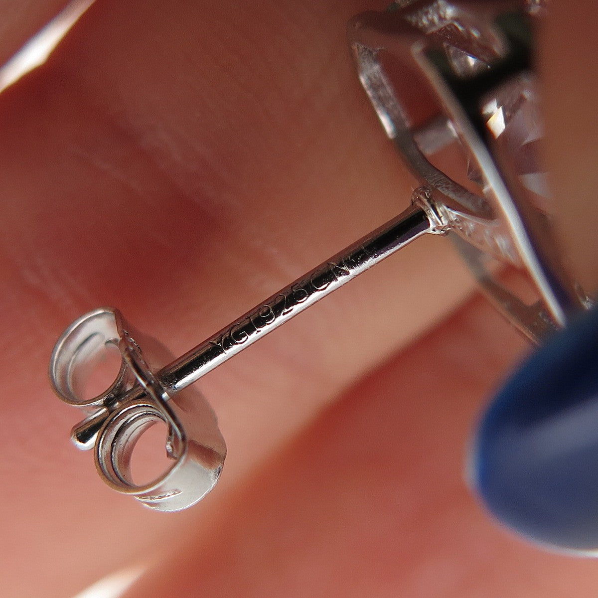 925 Sterling Silver Princess & Round-Cut C Z Stud Earrings