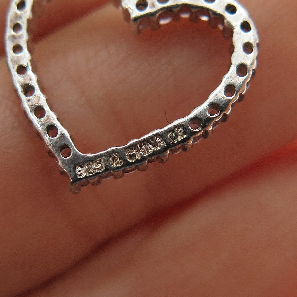 ROSS SIMONS Sterling Silver Round-Cut Pink C Z Heart Mini Slide Charm Pendant