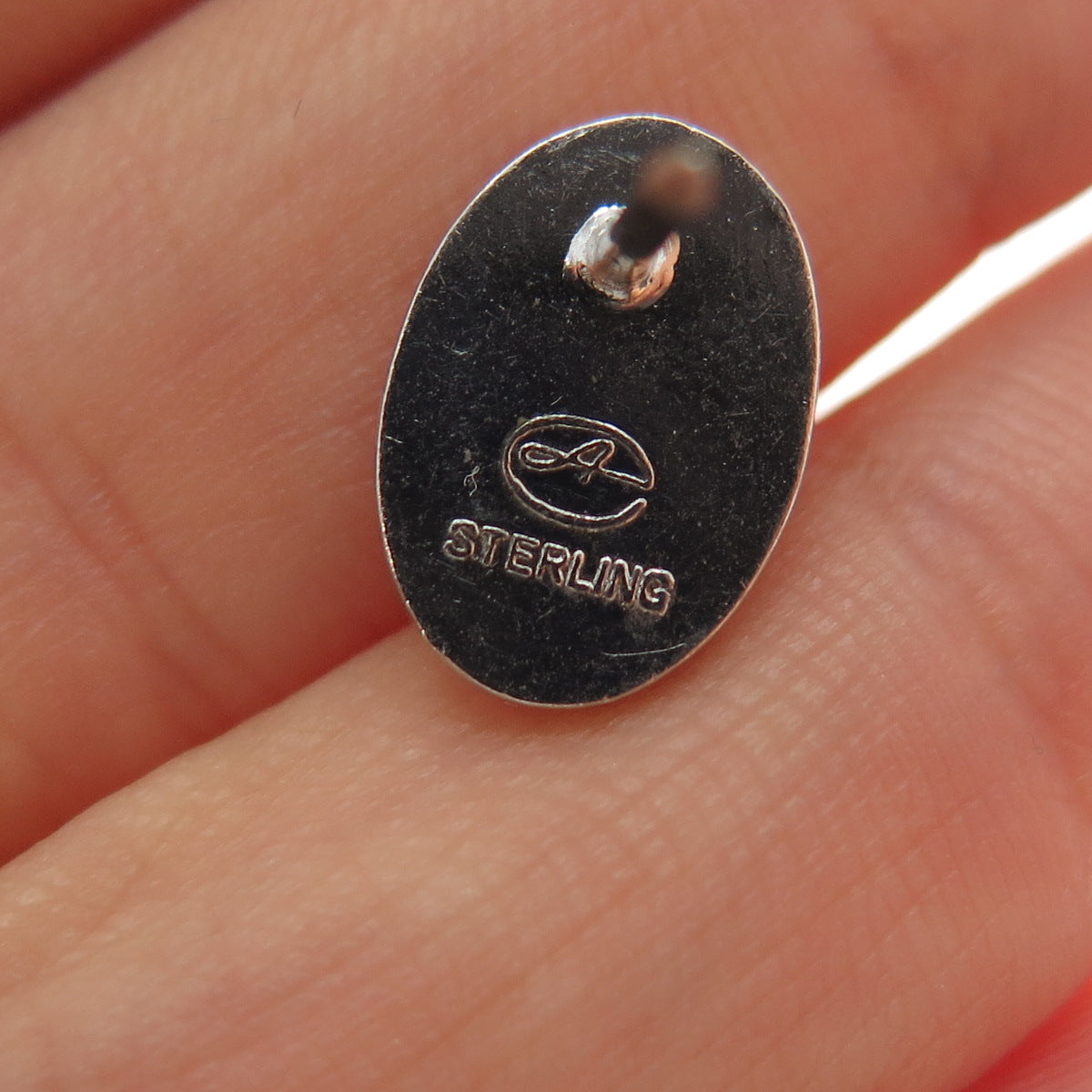 925 Sterling Silver Vintage Rhinestone Tie Tack / Lapel Pin