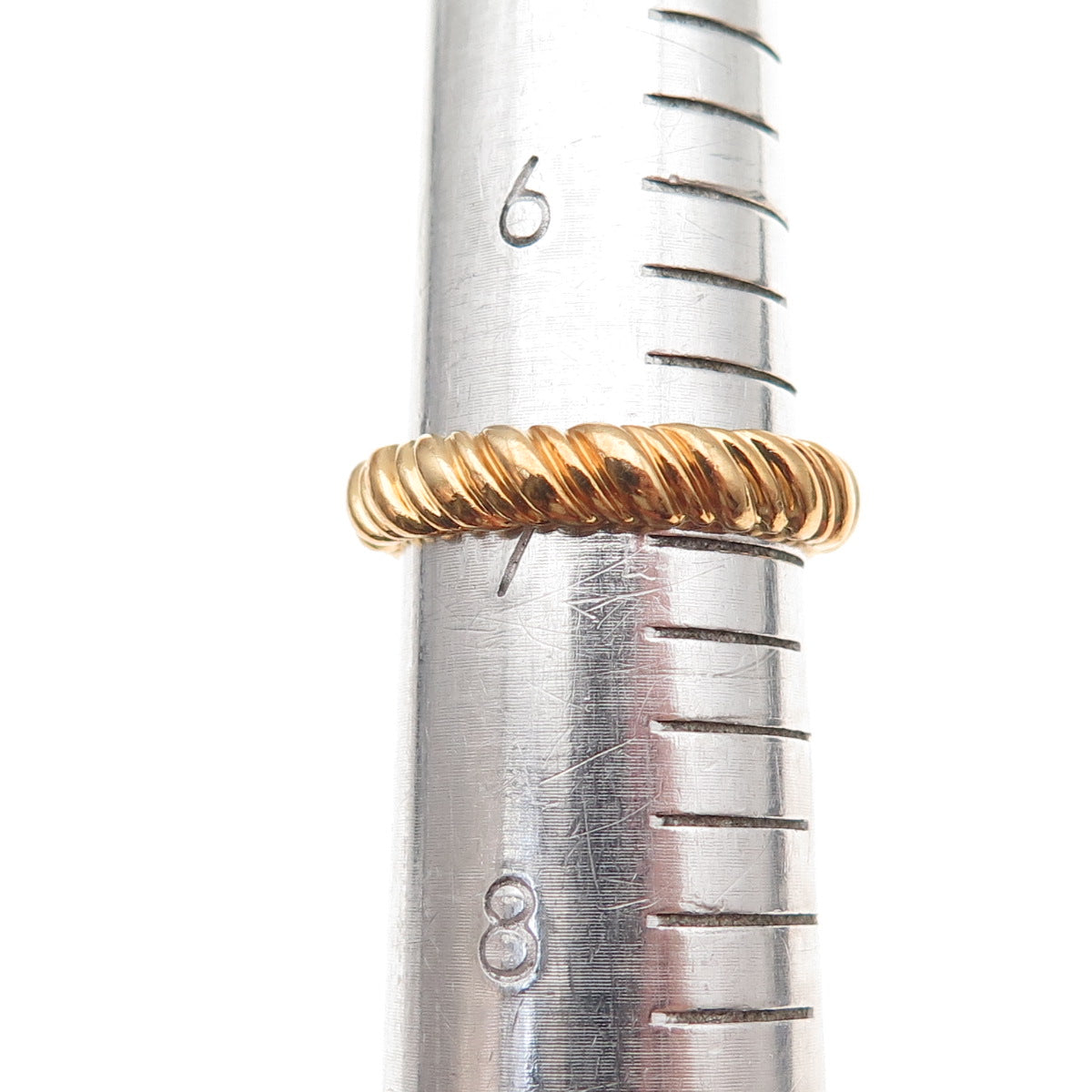 Ross Simons 925 Sterling Silver Gold Plated Ribbed Band Ring Size 7