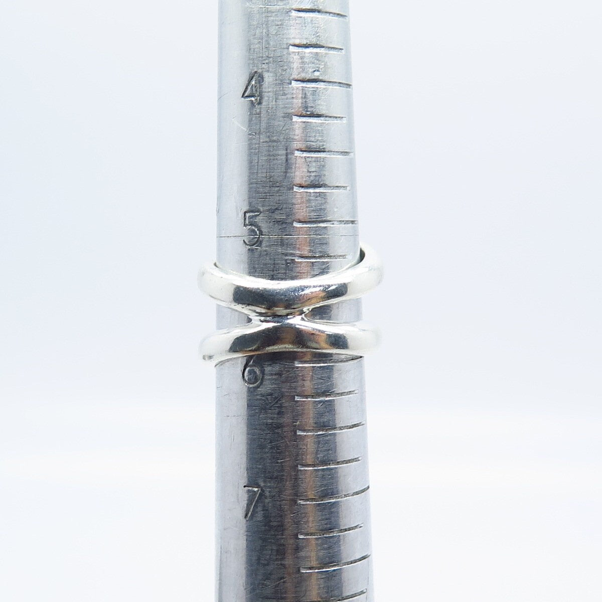 925 Sterling Silver Vintage Wide Crossover Ring Size 6