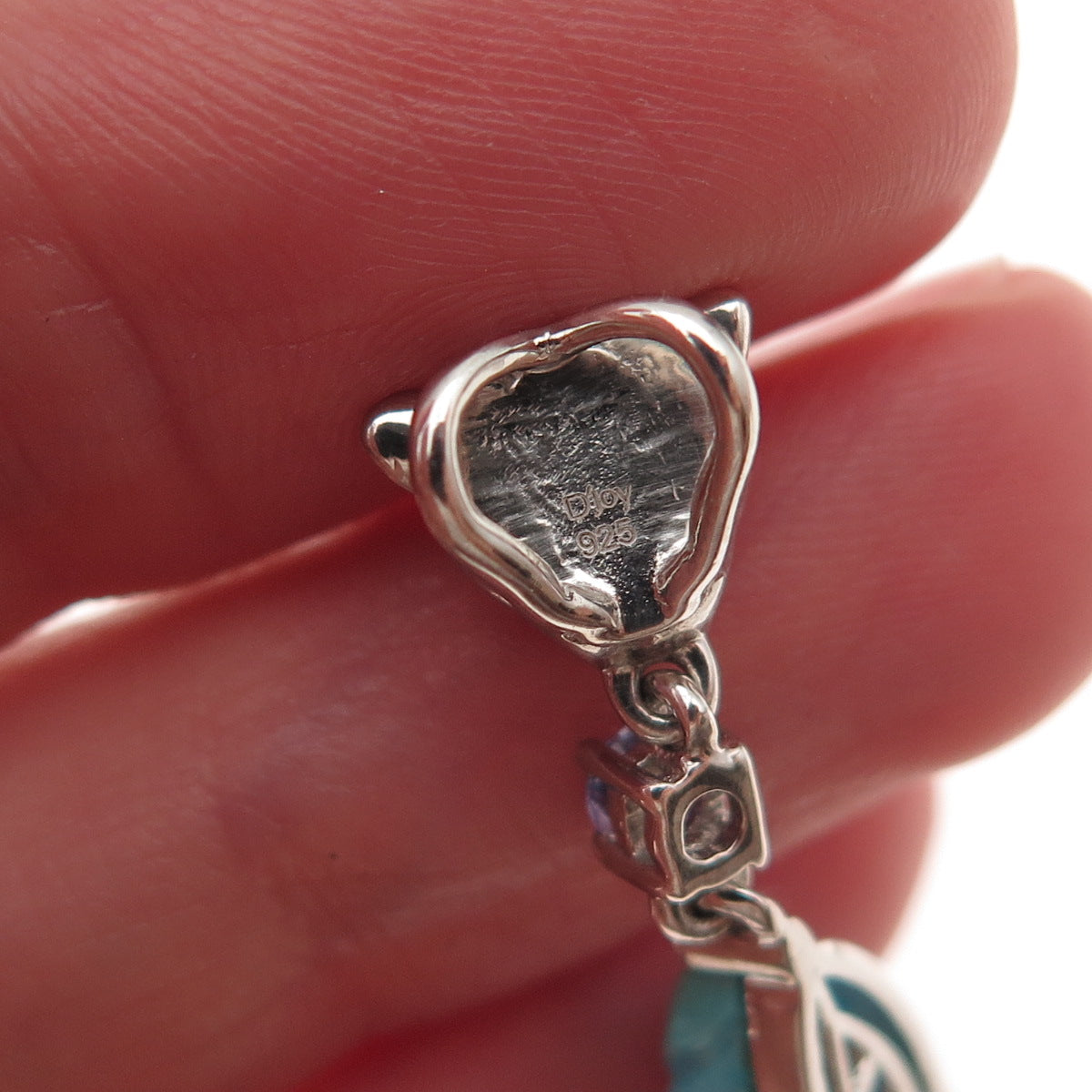 D'Joy 925 Sterling Silver Real Turquoise Tanzanite Spinel Panther Slide Pendant