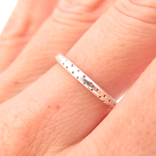 Estelle 925 Sterling Silver Vintage Dotted Oxidized Band Ring Size 7