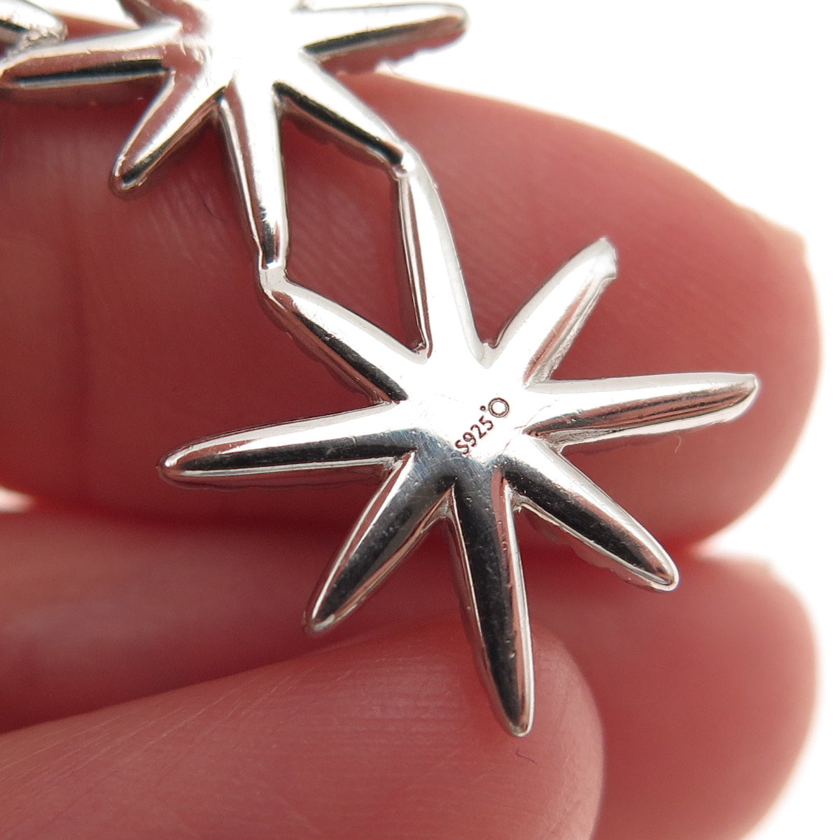 925 Sterling Silver Round-Cut C Z Starburst Slide Charm Pendant