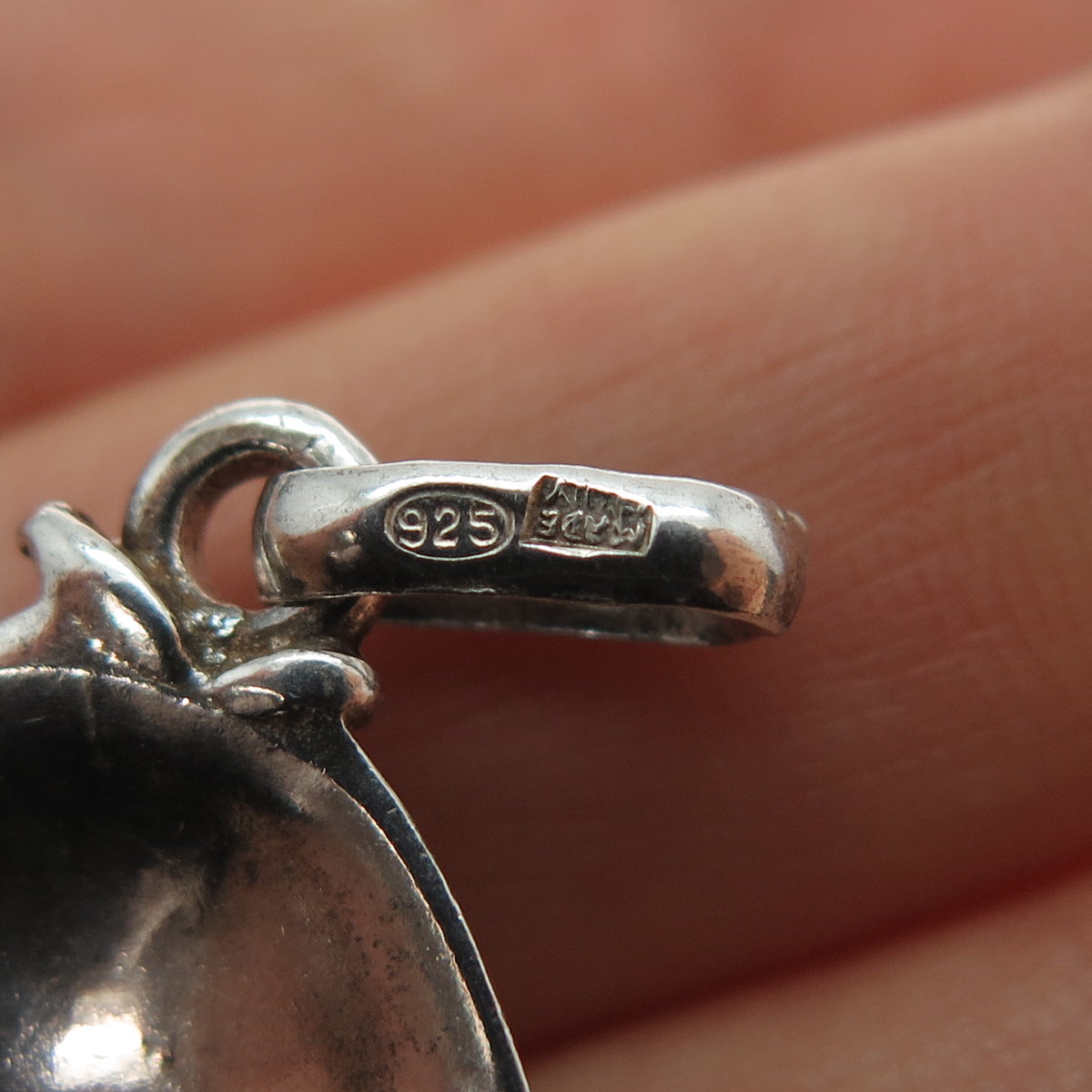 925 Sterling Silver Vintage Italy Enamel Angelfish Charm Pendant