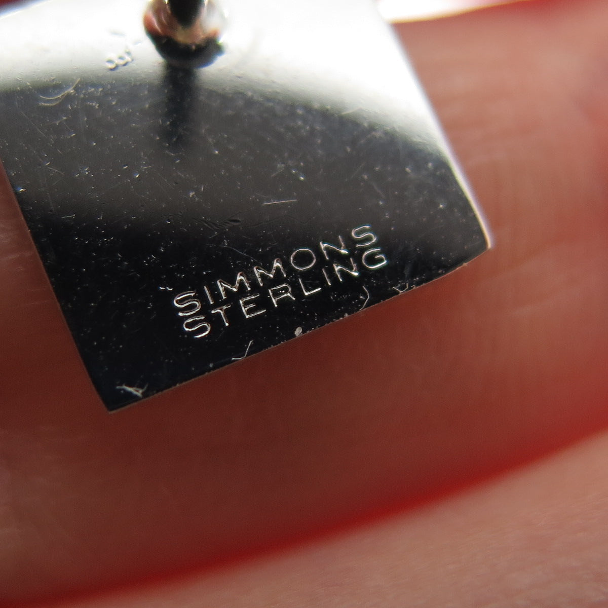 SIMMONS 925 Sterling Silver Vintage Square Lapel Pin