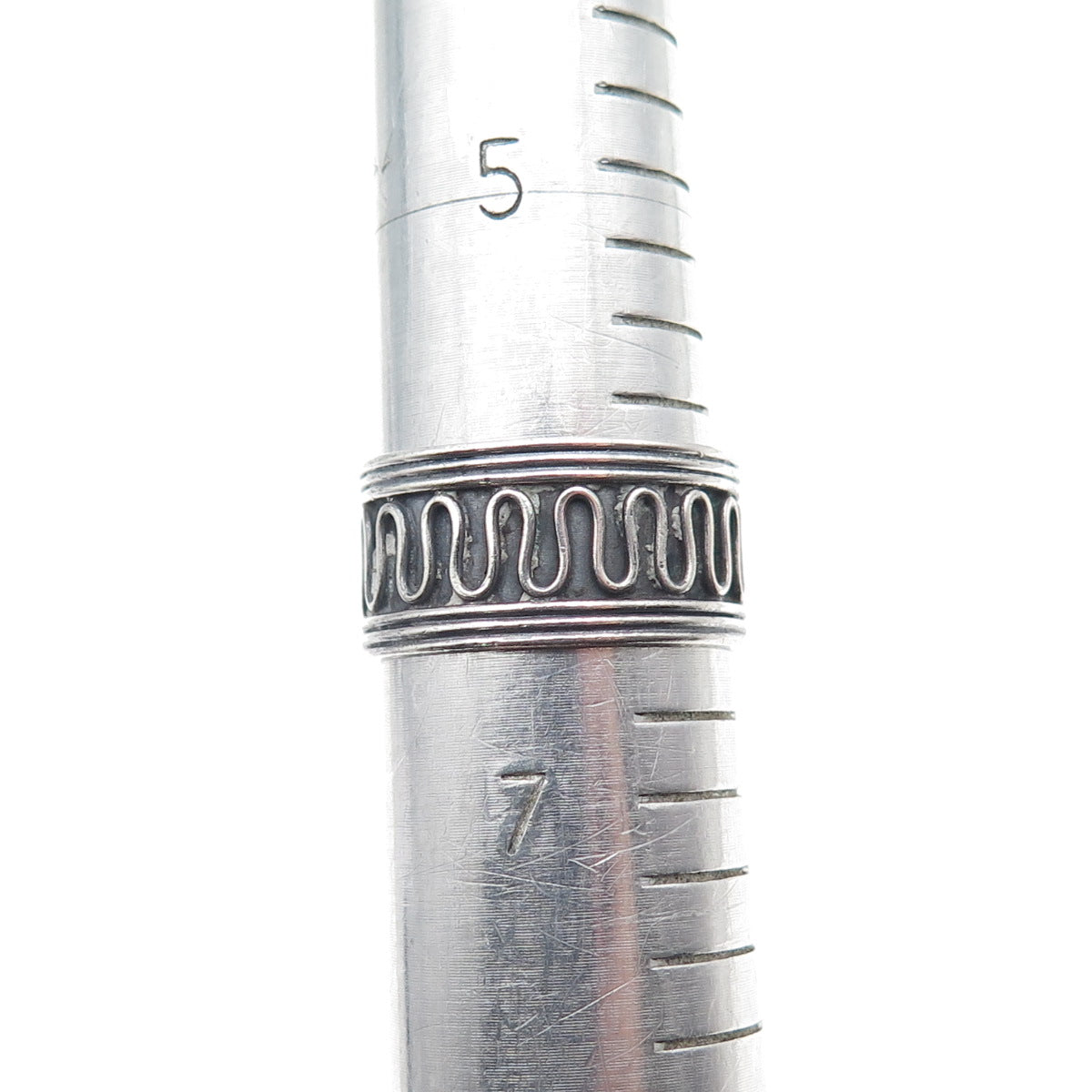 925 Sterling Silver Vintage Modernist Zig Zag Oxidized Band Ring Size 6.5