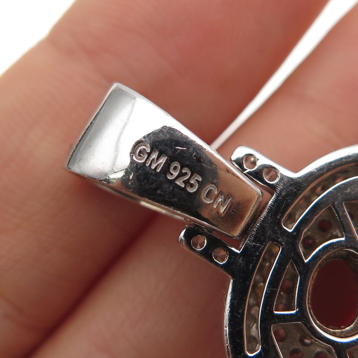 925 Sterling Silver Round-Cut C Z Lucky Number 8 Charm Pendant