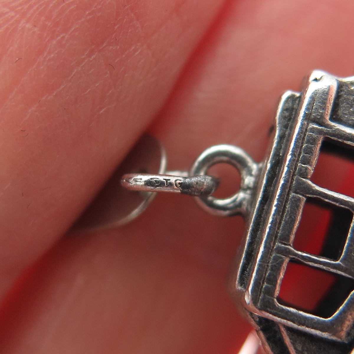 925 Sterling Silver Vintage Carriage Park City Utah Oxidized Mini 3D Pendant
