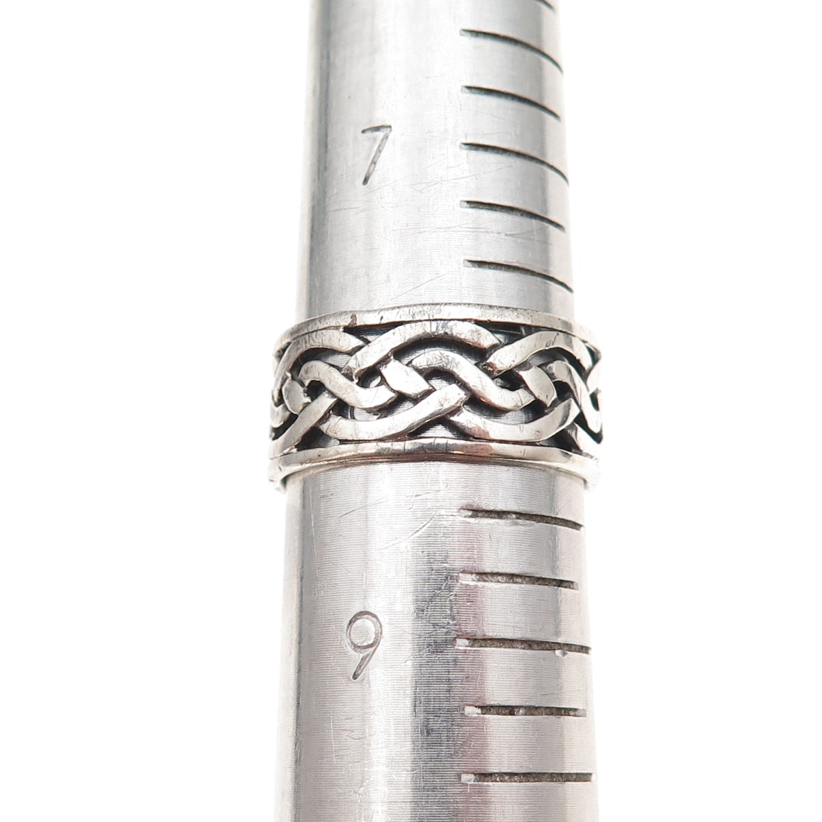 925 Sterling Silver Vintage Celtic Braided Knot Oxidized Band Ring Size 8.25